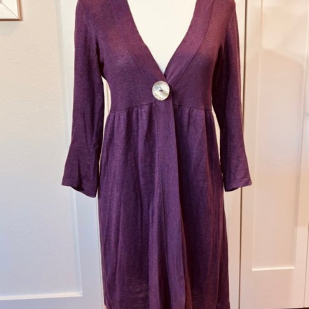 Boden Silk/Linen Purple Long Cardigan size 8 US/12 UK